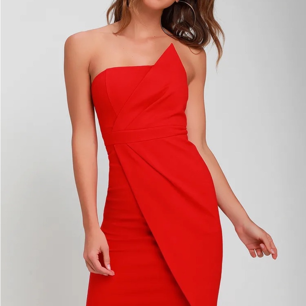 Elegant Red Asymmetrical Dress